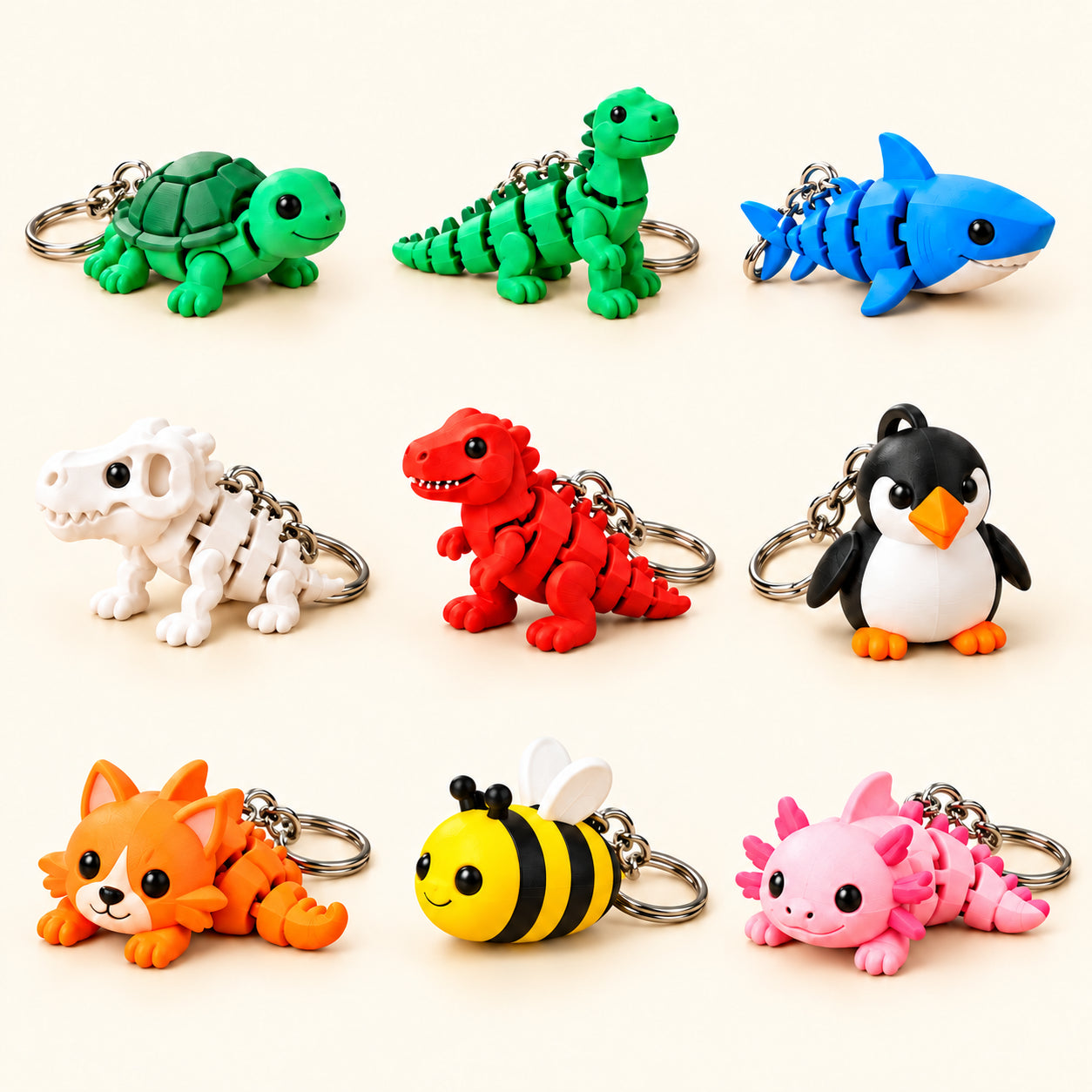 Assorted Flexi Keychains — illustrative product artwork