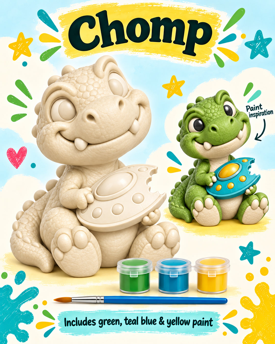 Chomp unpainted figurine and painted inspiration