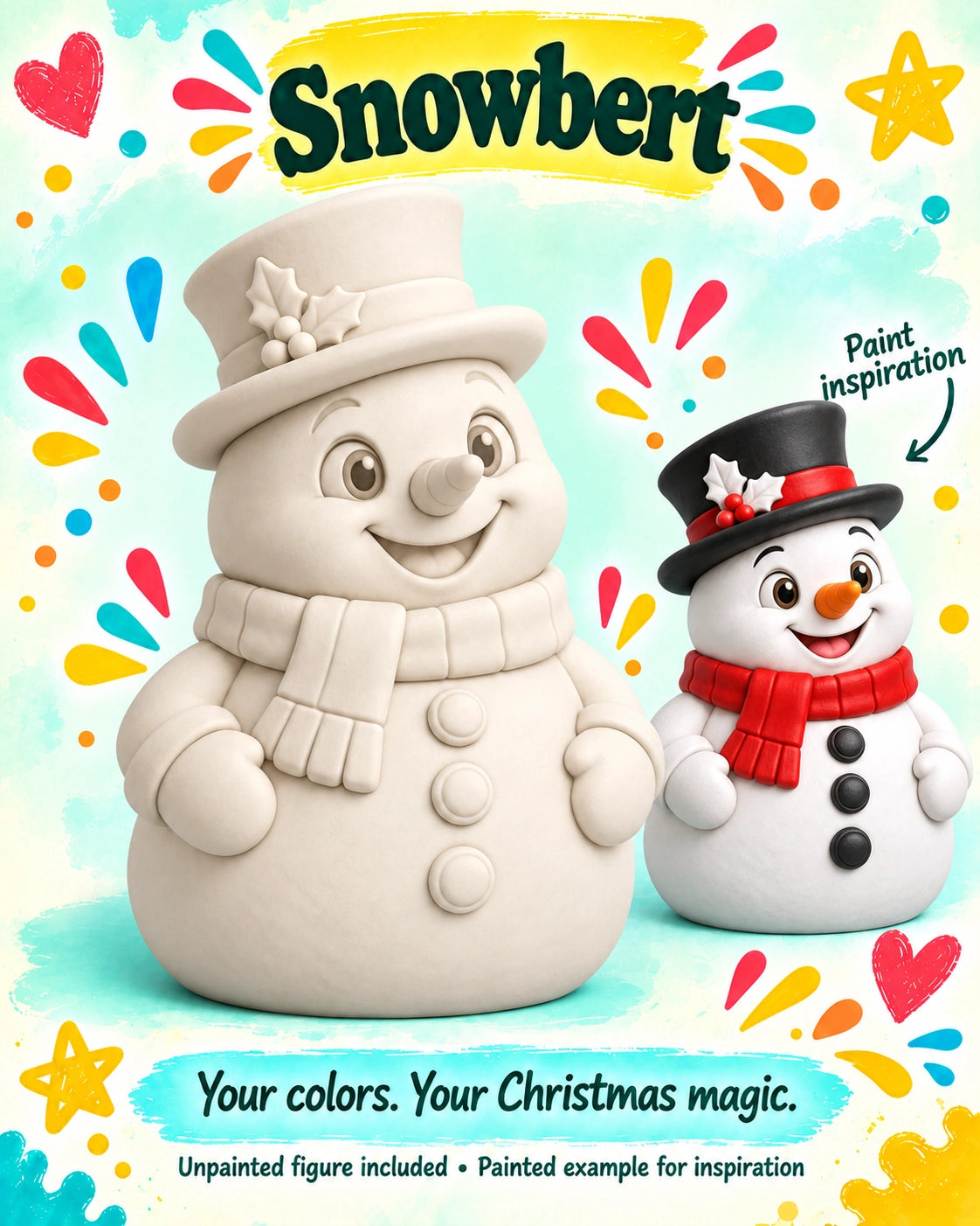 Snowbert unpainted figurine and painted inspiration